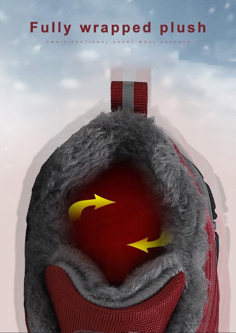 Unisex Fur-Lined Winter Snow Boots Anti-Slip Outdoor Hiking Shoes