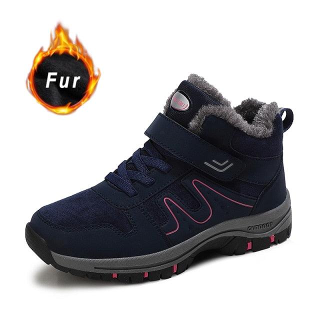 Unisex Fur-Lined Winter Snow Boots Anti-Slip Outdoor Hiking Shoes