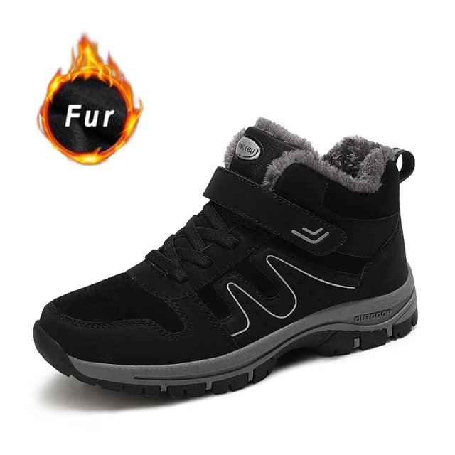 Unisex Fur-Lined Winter Snow Boots Anti-Slip Outdoor Hiking Shoes