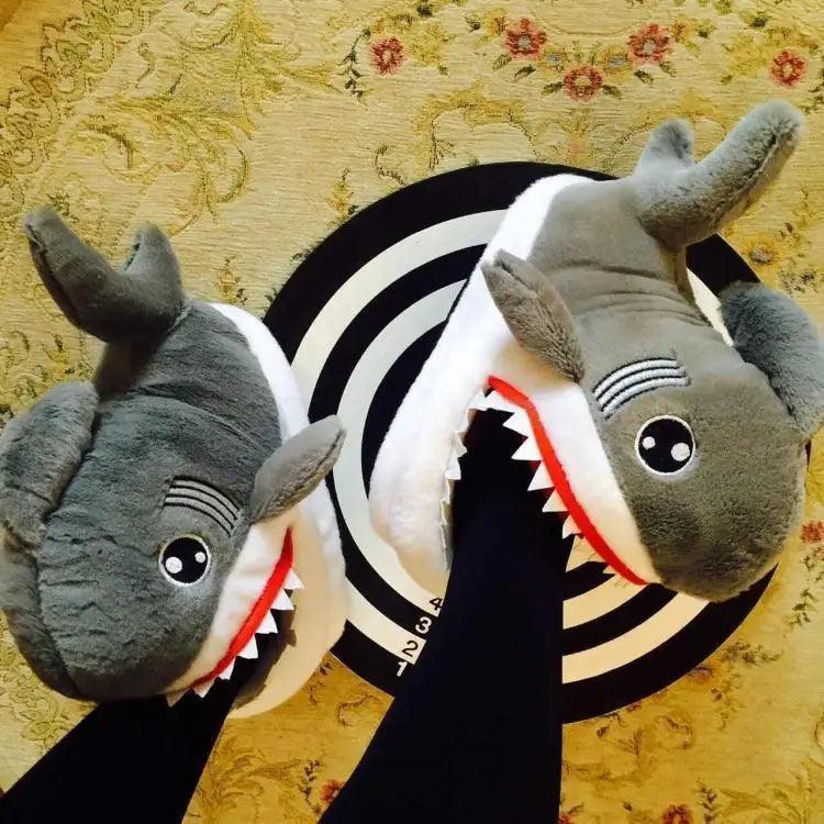 Women's Plush Shark Slippers - Cute Cartoon Winter Indoor Shoes