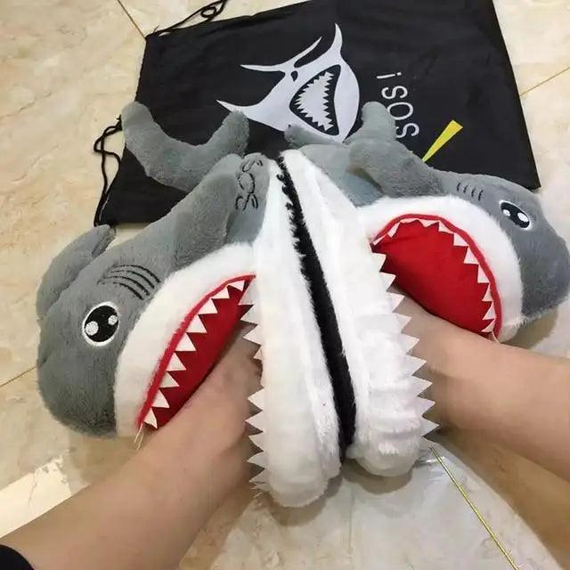 Women's Plush Shark Slippers - Cute Cartoon Winter Indoor Shoes