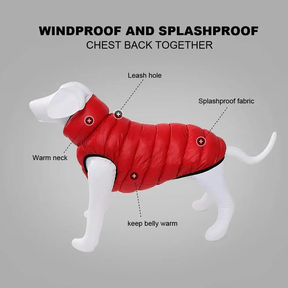 Warm Reversible Dog Vest Winter Jacket for Small to Large Dogs