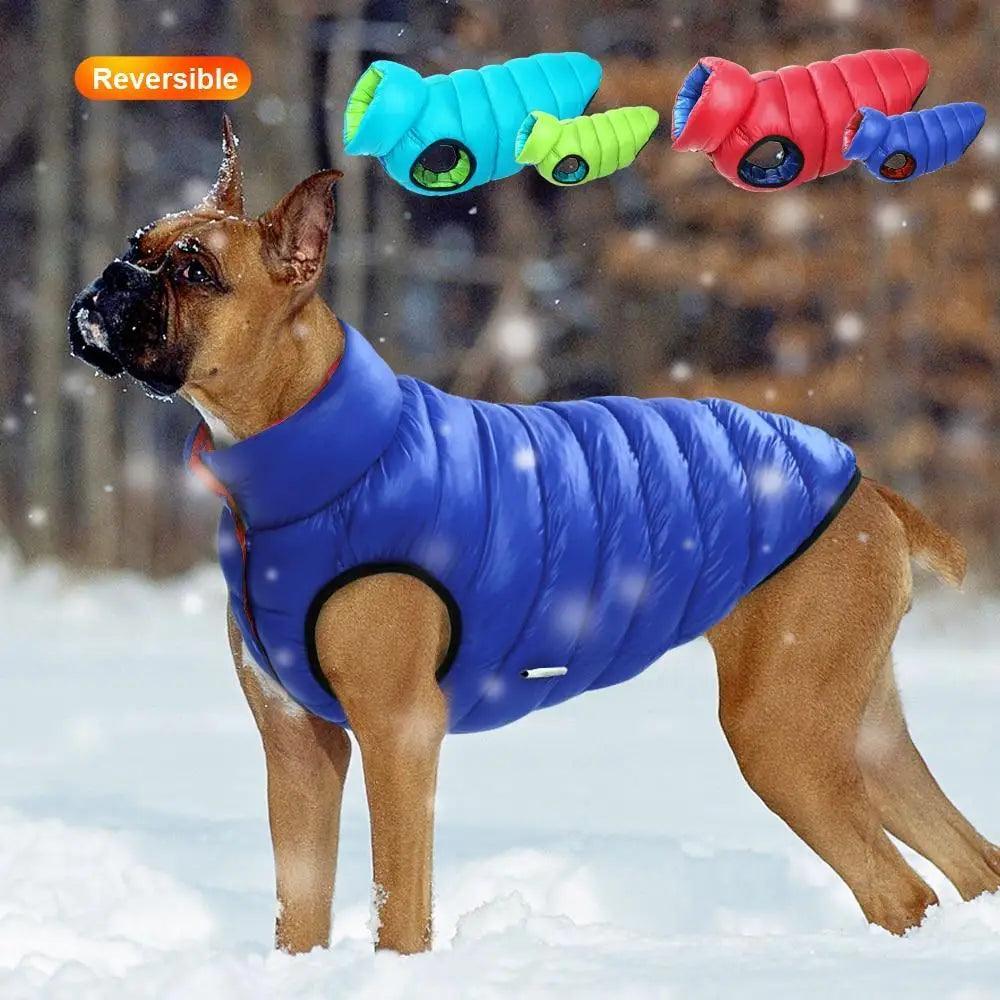 Reversible 3-layer thick winter dog vest jacket for small and large dogs