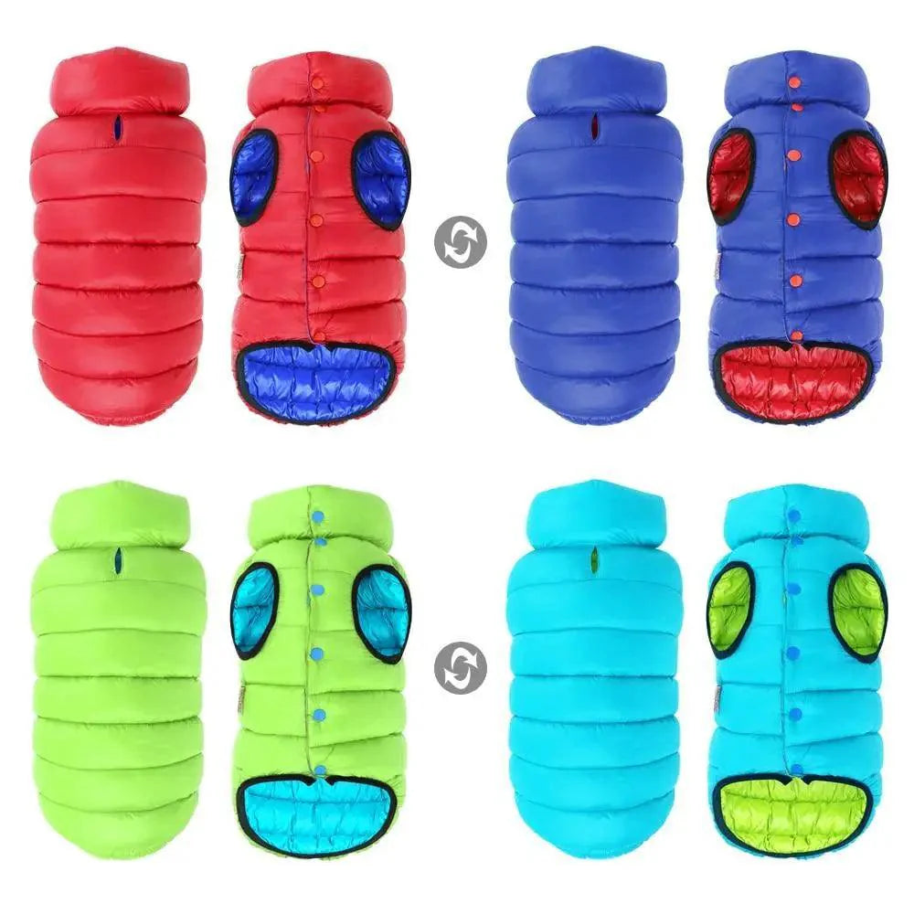 Warm Reversible Dog Vest Winter Jacket for Small to Large Dogs