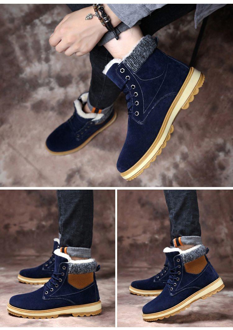 Men's Water-Resistant Leather Snow Boots with Warm Fur Lining