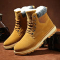 Men's Water-Resistant Leather Snow Boots with Warm Fur Lining