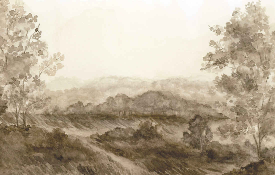Somerset Fields Nature-Inspired Wallpaper in Taupe and Cream