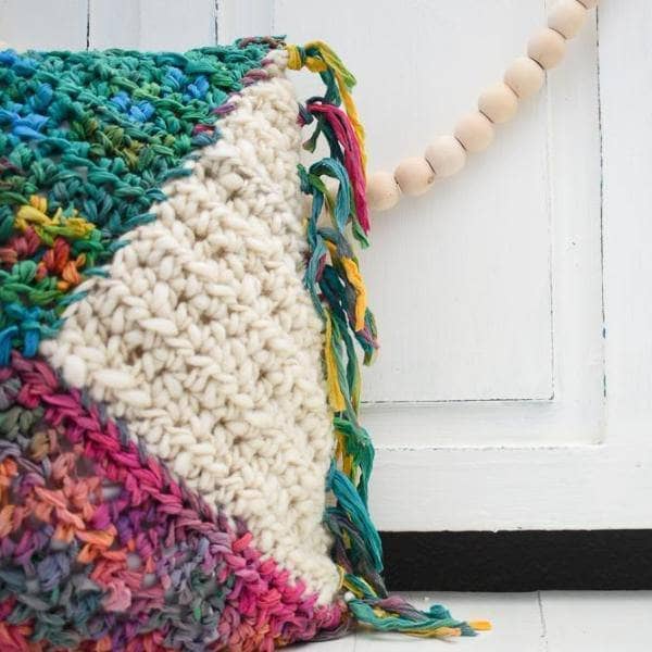 Watercolor Pillow Crochet Pattern with Fringe Detail