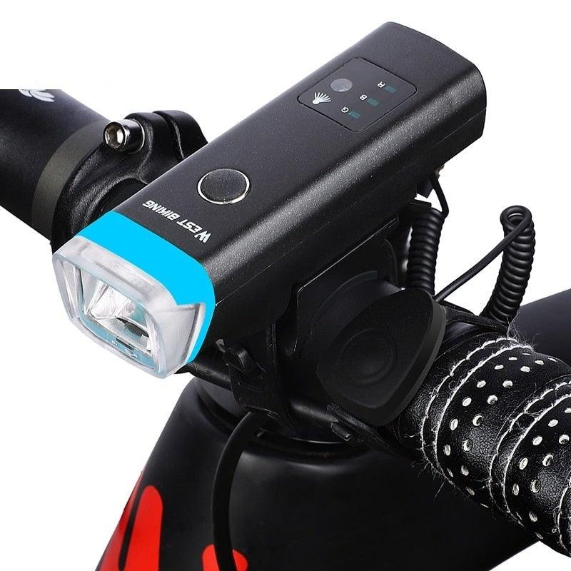Modern Waterproof USB Rechargeable LED Bike Headlight with Horn