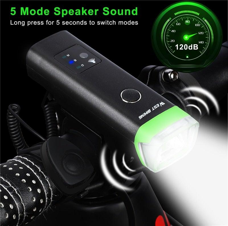 Modern Waterproof USB Rechargeable LED Bike Headlight with Horn