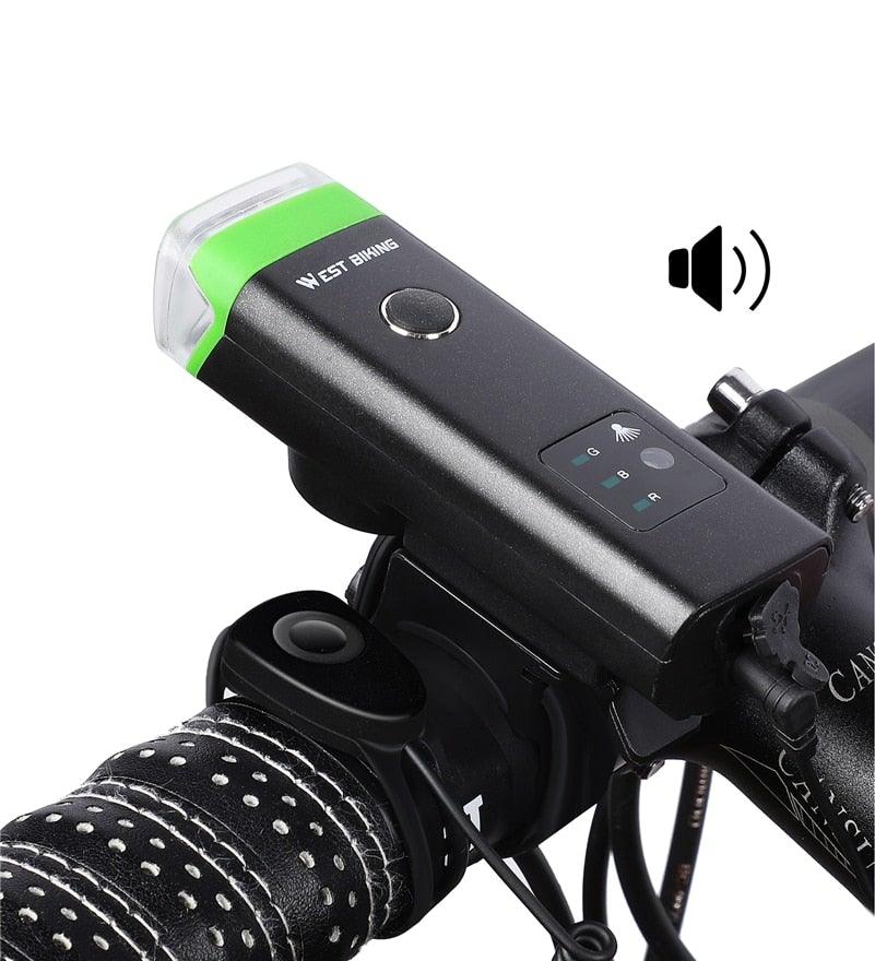 Modern Waterproof USB Rechargeable LED Bike Headlight with Horn
