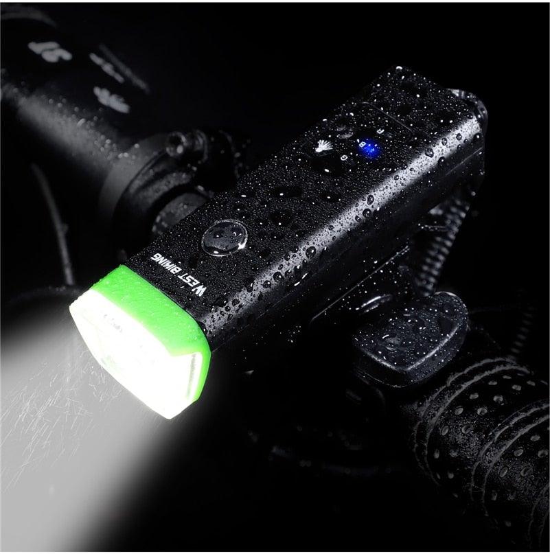 Modern Waterproof USB Rechargeable LED Bike Headlight with Horn