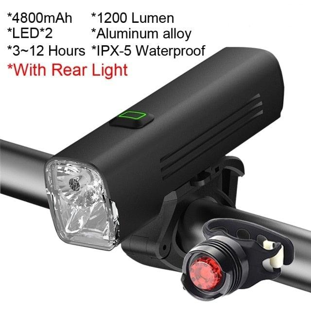 1000 Lumen USB Rechargeable Bike Light Set with Power Bank