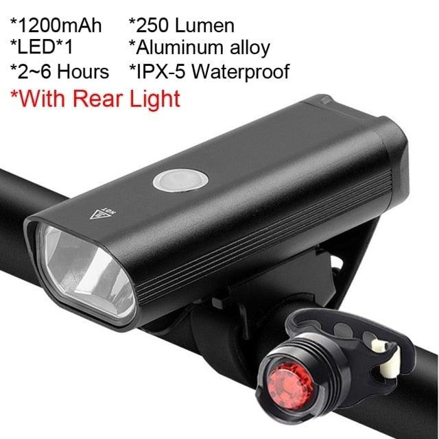 1000 Lumen USB Rechargeable Bike Light Set with Power Bank