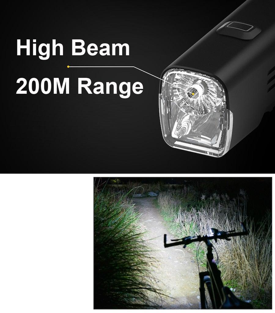 1000 Lumen USB Rechargeable Bike Light Set with Power Bank