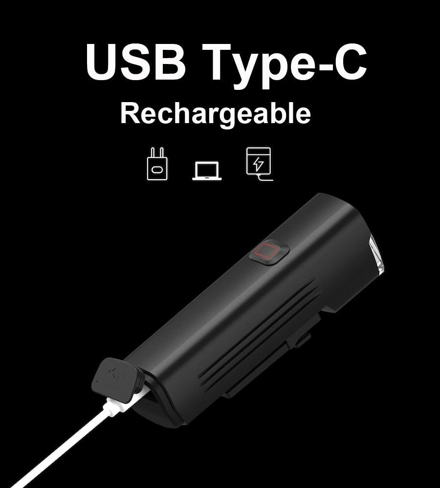 1000 Lumen USB Rechargeable Bike Light Set with Power Bank