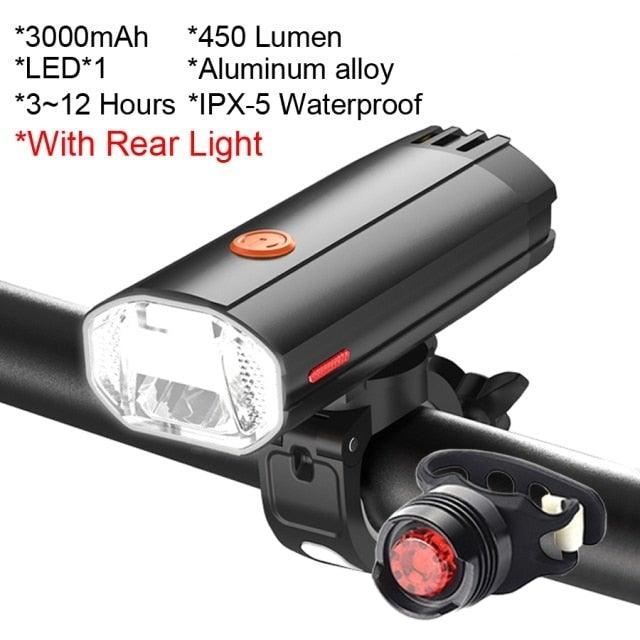 1000 Lumen USB Rechargeable Bike Light Set with Power Bank