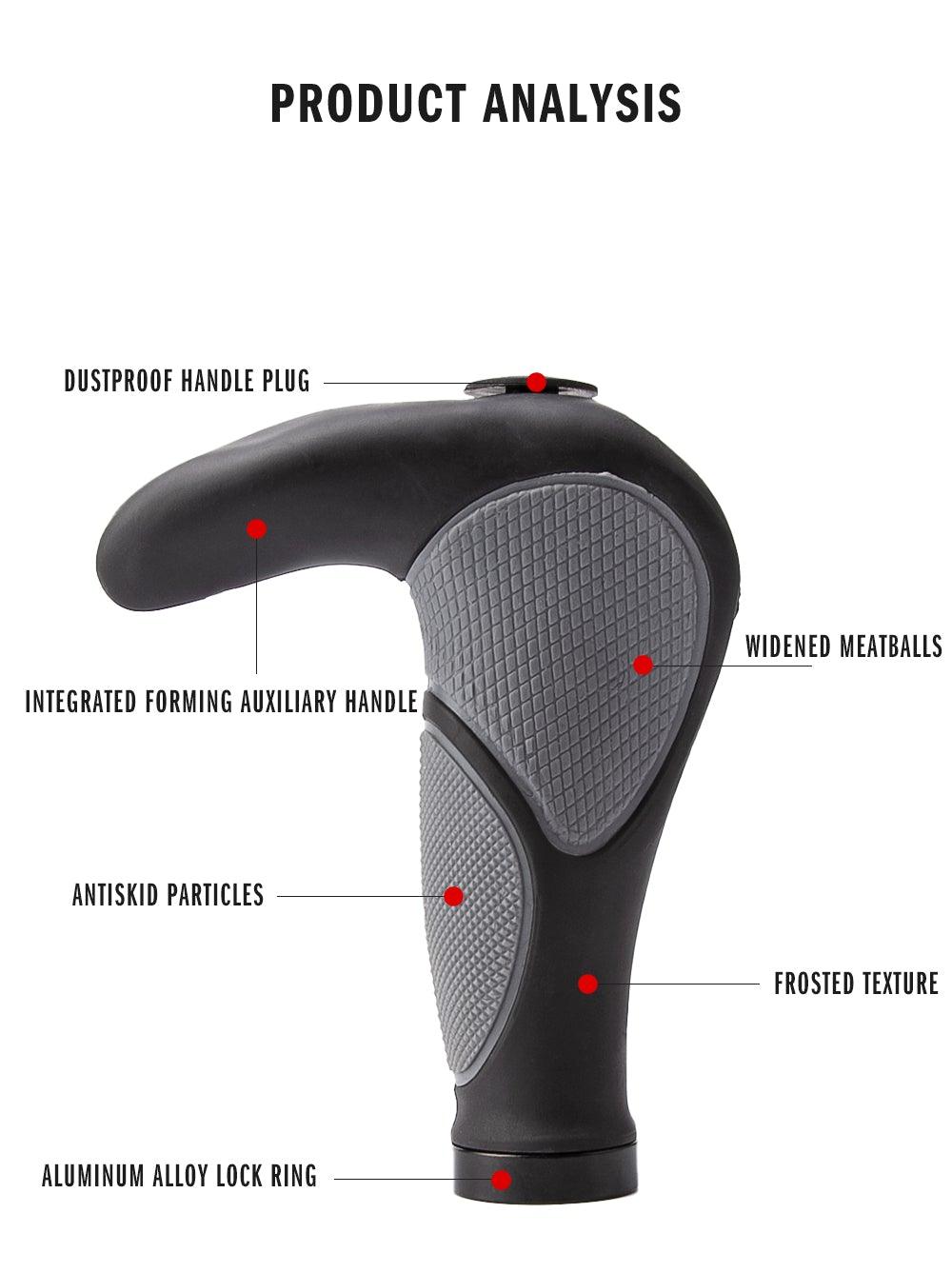 Ergonomic Silicone Handlebar Grips with Bilateral Locking Rings