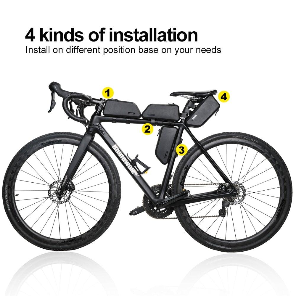 Waterproof Hard Shell Bicycle Top Tube Bag - Stable Cycling Mount