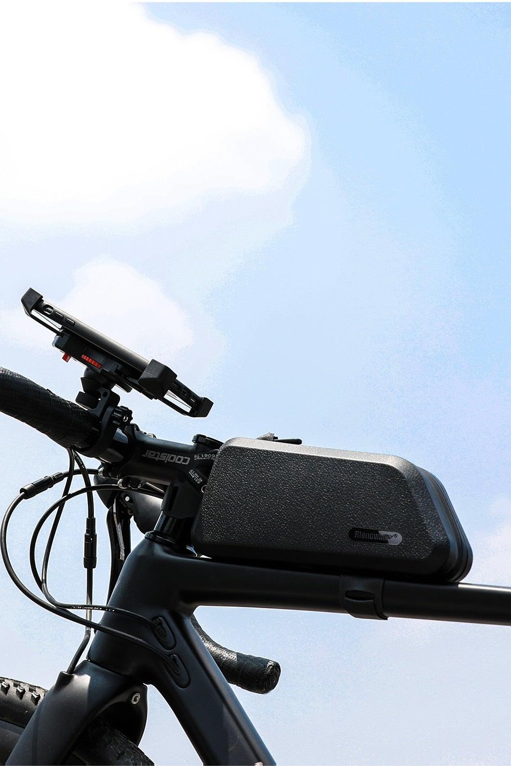 Waterproof Hard Shell Bicycle Top Tube Bag - Stable Cycling Mount
