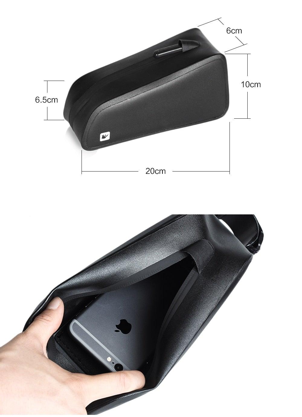 Waterproof Hard Shell Bicycle Top Tube Bag - Stable Cycling Mount