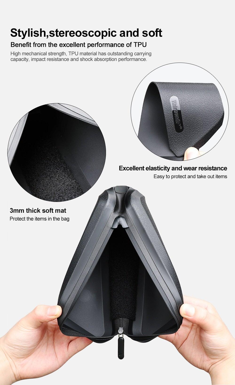 Waterproof Hard Shell Bicycle Top Tube Bag - Stable Cycling Mount