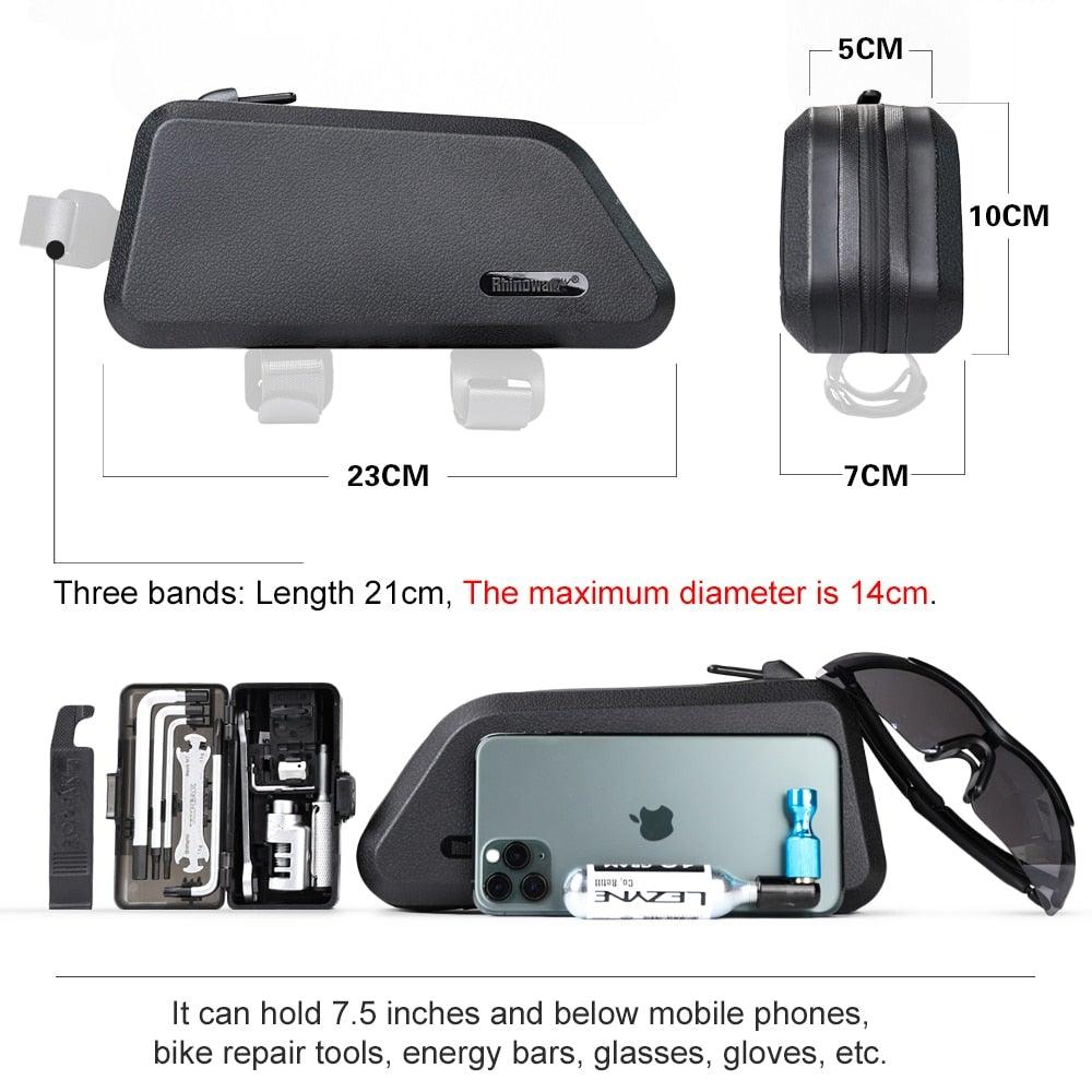 Waterproof Hard Shell Bicycle Top Tube Bag - Stable Cycling Mount