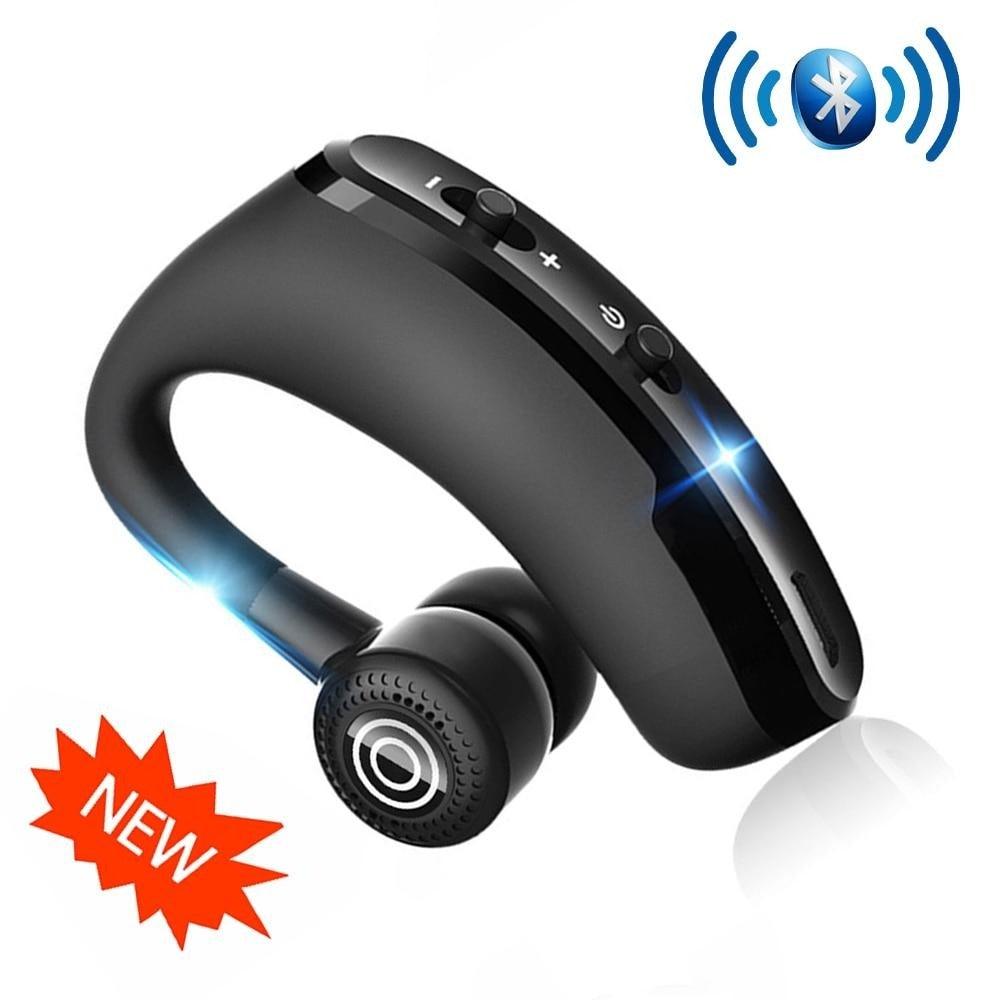 Elegant black single-ear waterproof Bluetooth headset for sports and office use