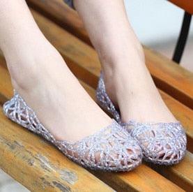 Women’s Glitter Crystal Beach Sandals – Slip-On Summer Flats