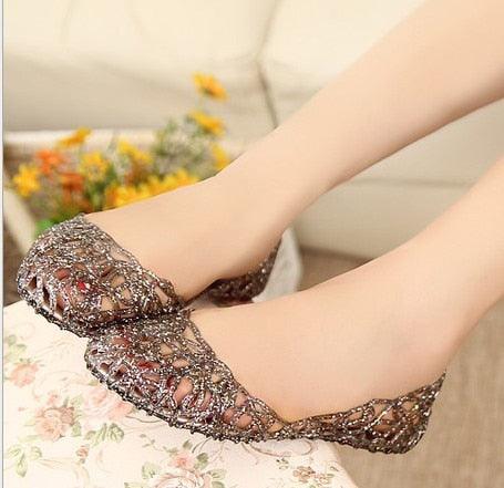 Women’s Glitter Crystal Beach Sandals – Slip-On Summer Flats