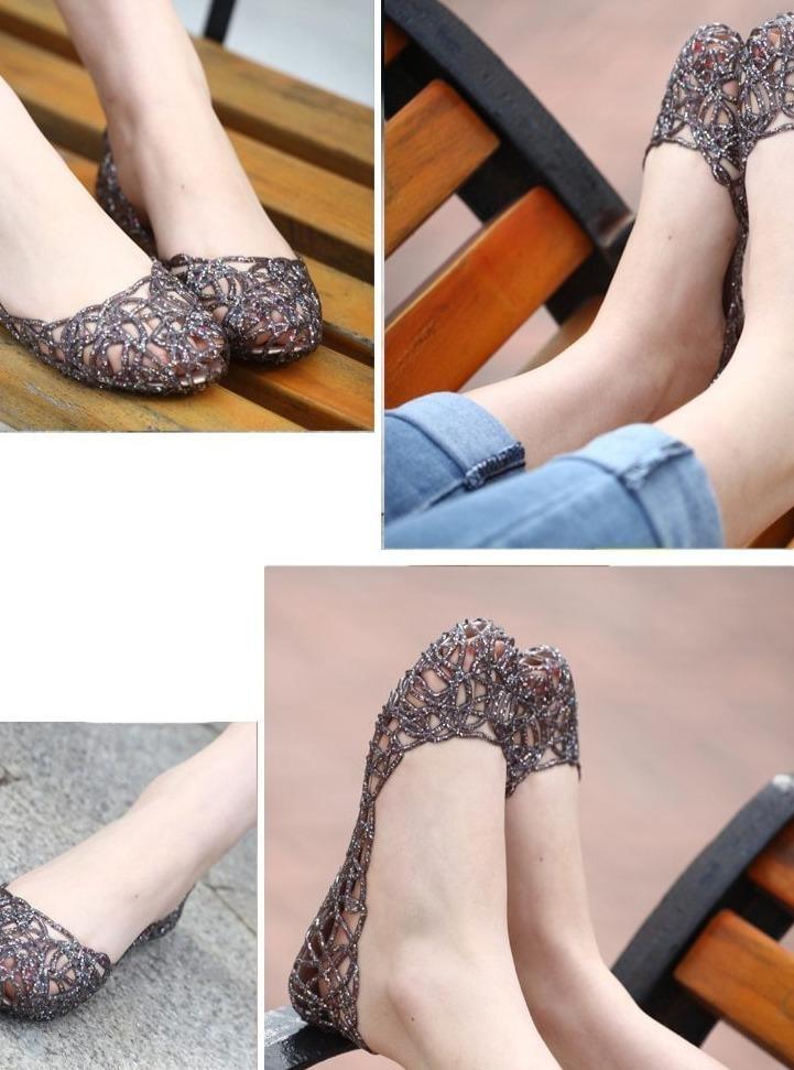 Women’s Glitter Crystal Beach Sandals – Slip-On Summer Flats