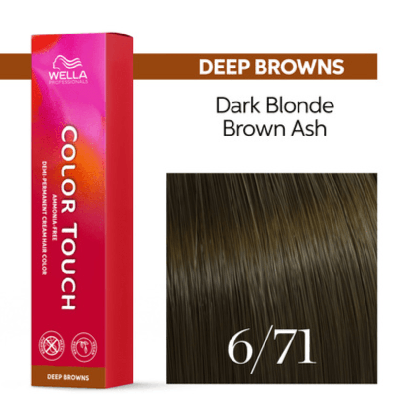 Wella Color Touch 6/71 Dark Blonde Brown Ash 2 oz bottle