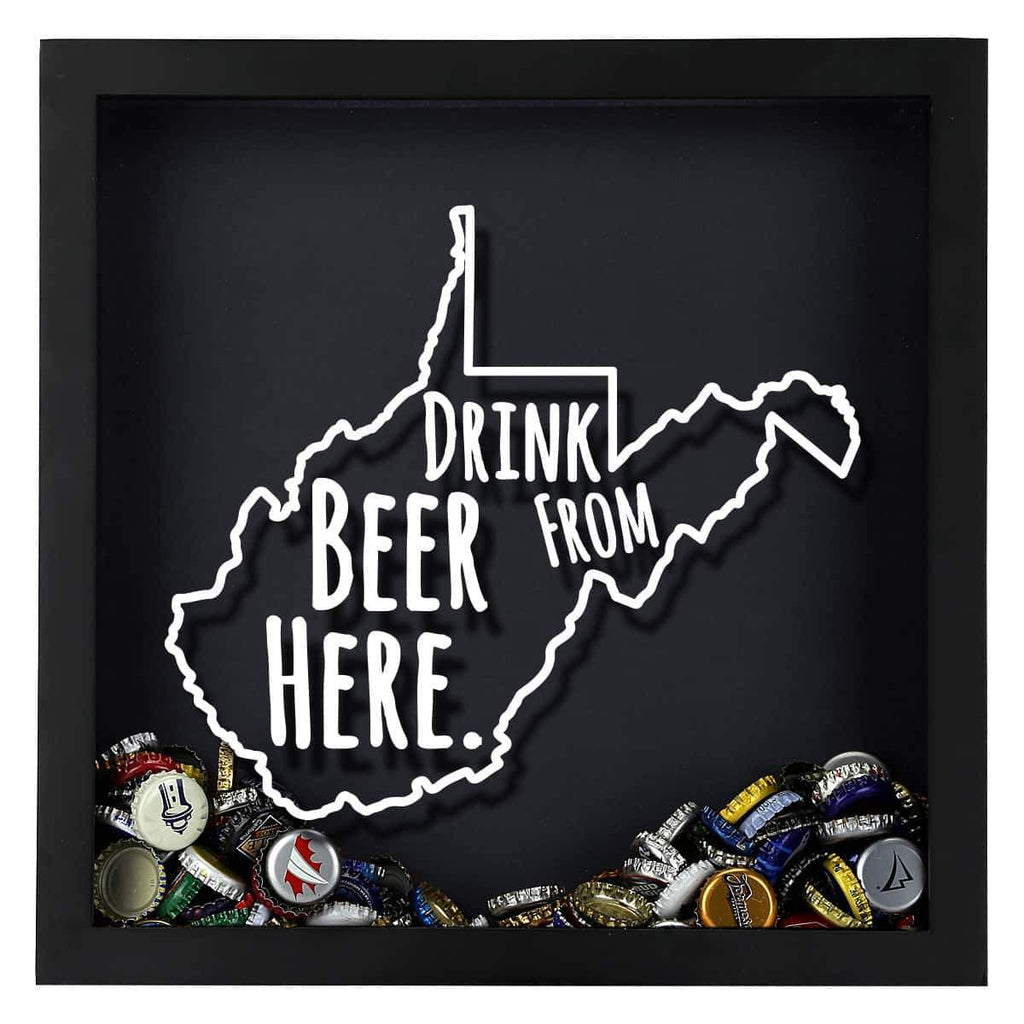 West Virginia Drink Beer From Here Beer Cap Shadow Box