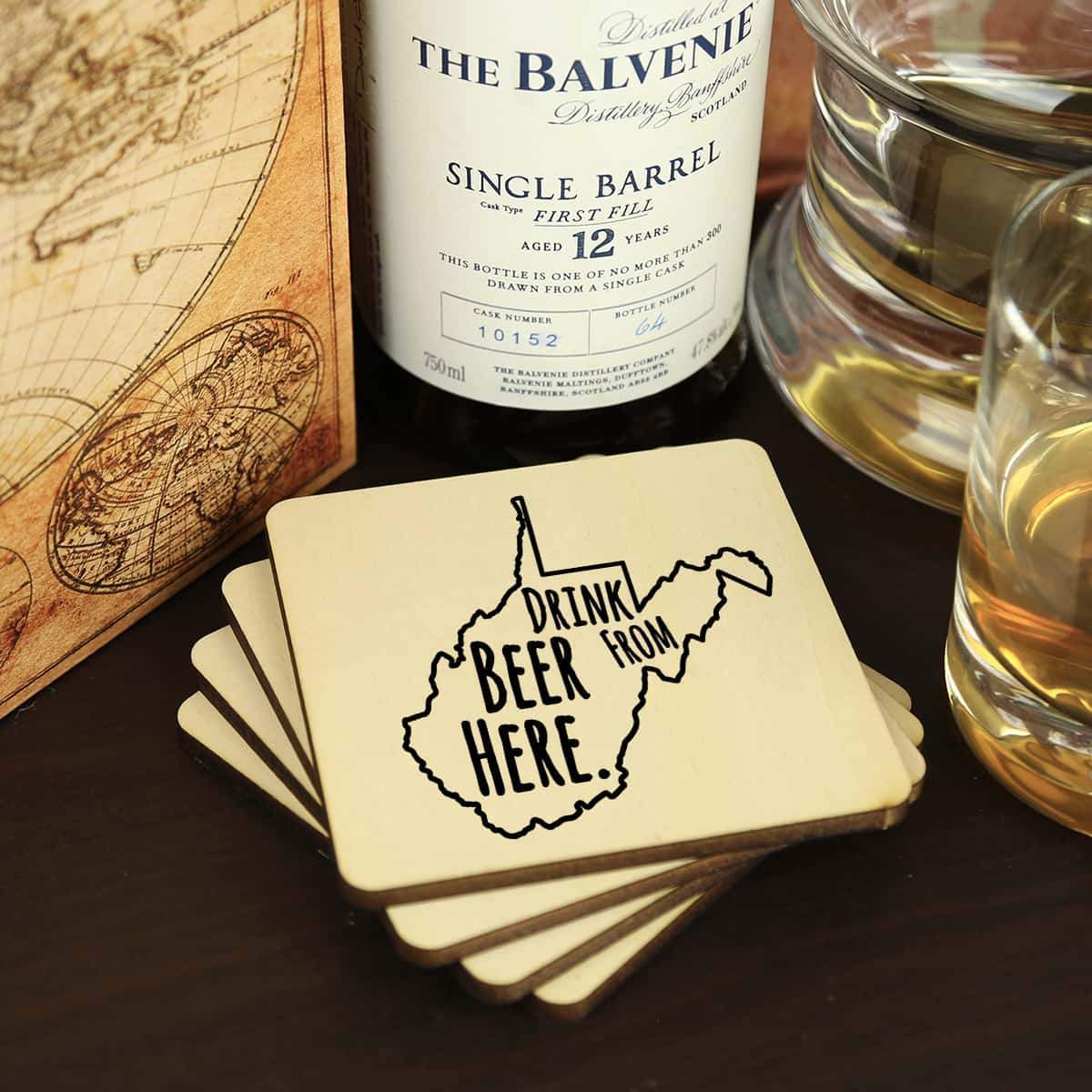 West Virginia Drink Beer From Here Coasters