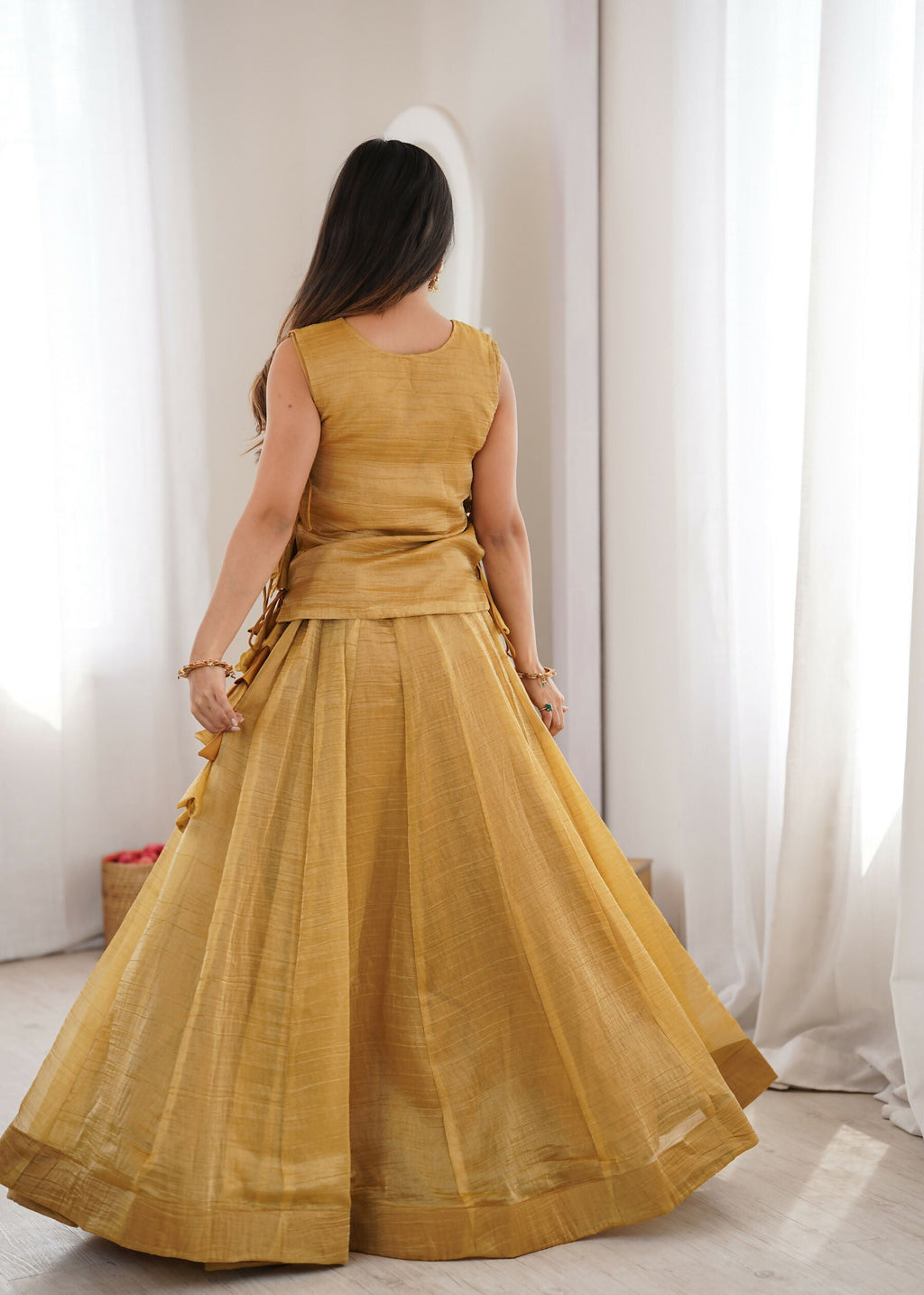 Yellow Salsa Crush Lehenga Choli with Matching Koti