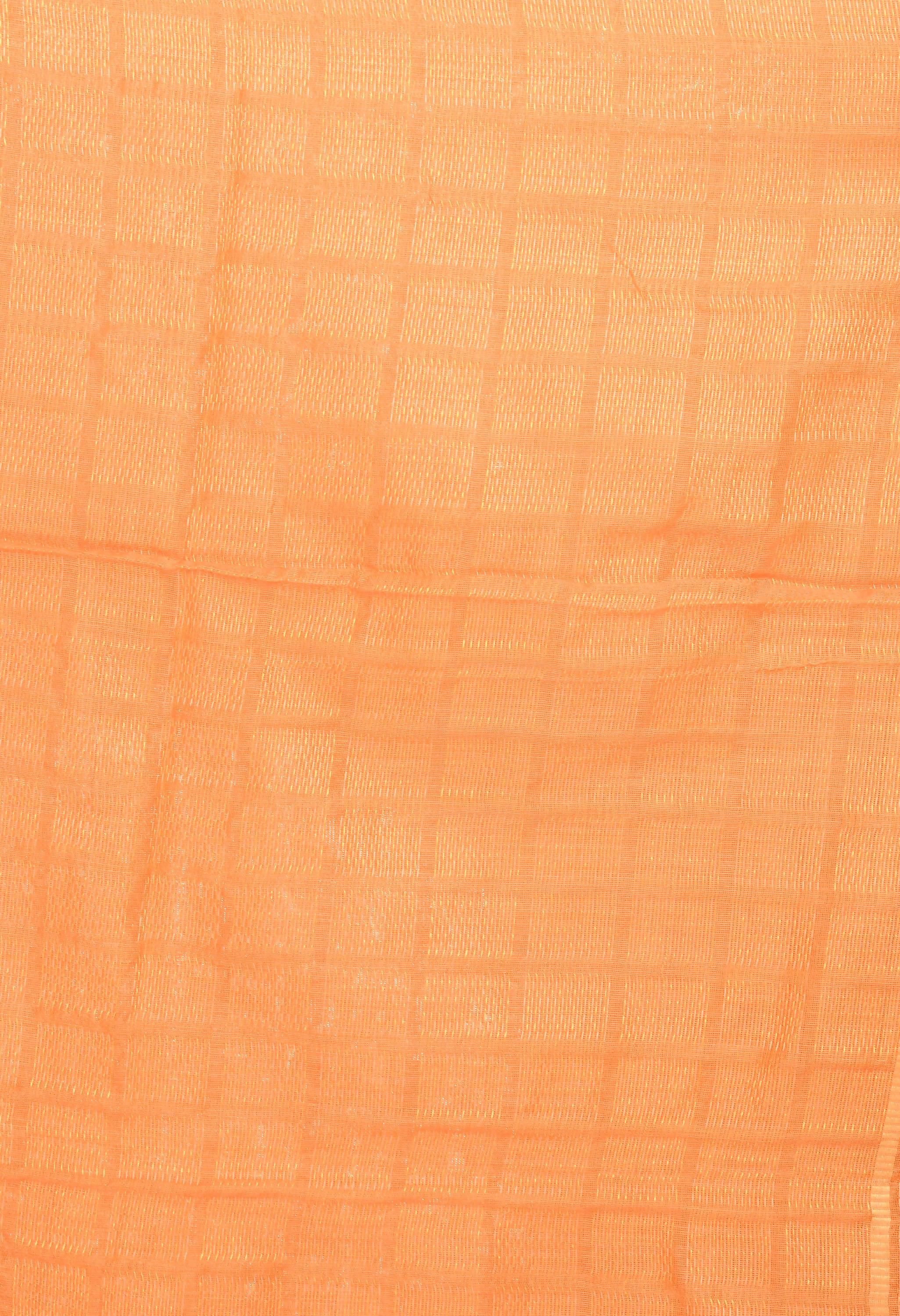 Light Orange Handloom Cotton Dupatta - Vibrant Ethnic Accent