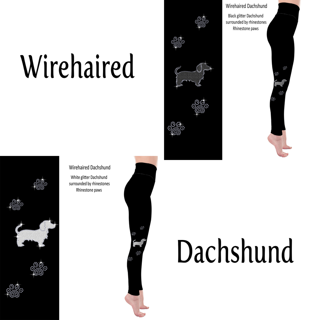 Wirehaired Dachshund Rhinestone Leggings with Pockets