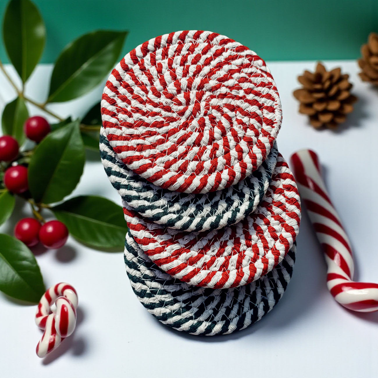 Candy Cane Coaster 4pk
