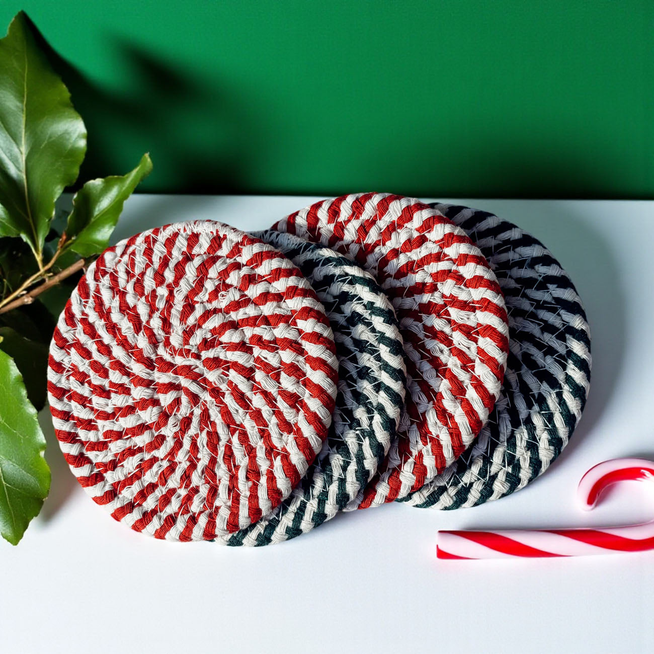 Candy Cane Coaster 4pk