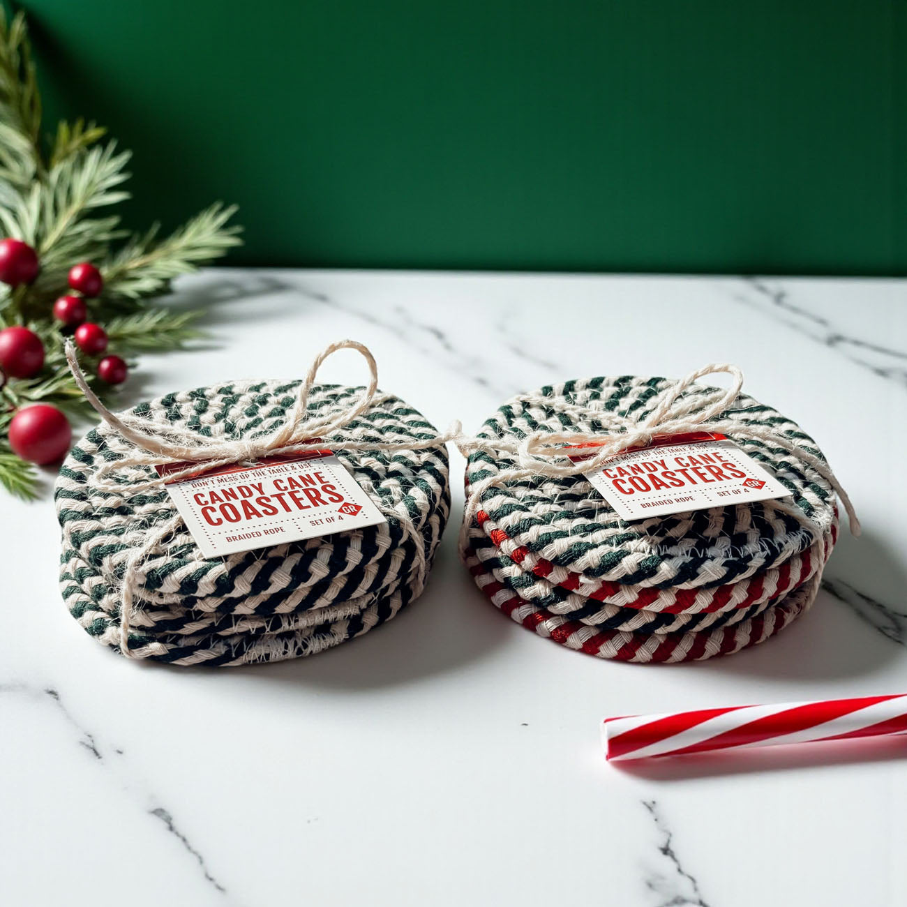 Candy Cane Coaster 4pk