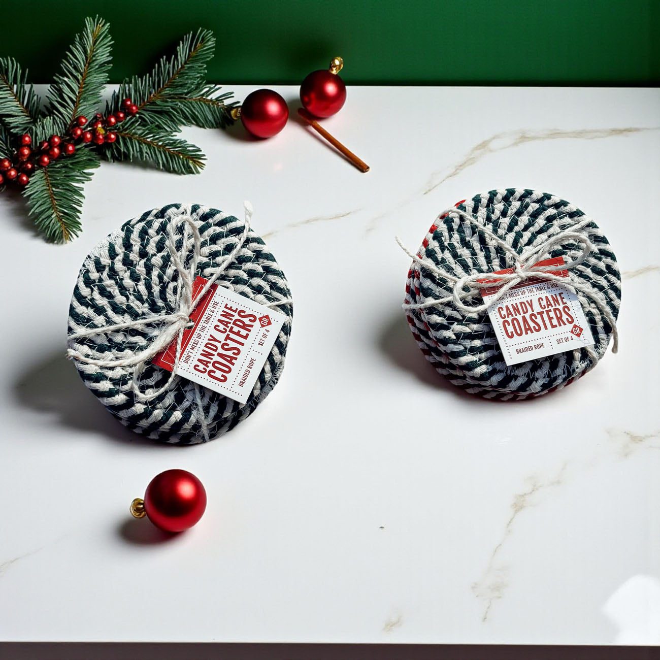 Candy Cane Coaster 4pk