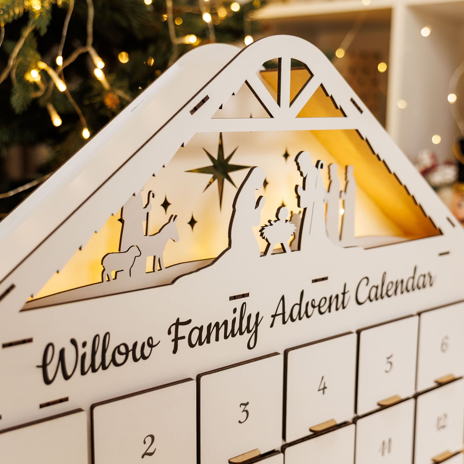 Minimalist White Wooden Christmas Advent Calendar for Kids