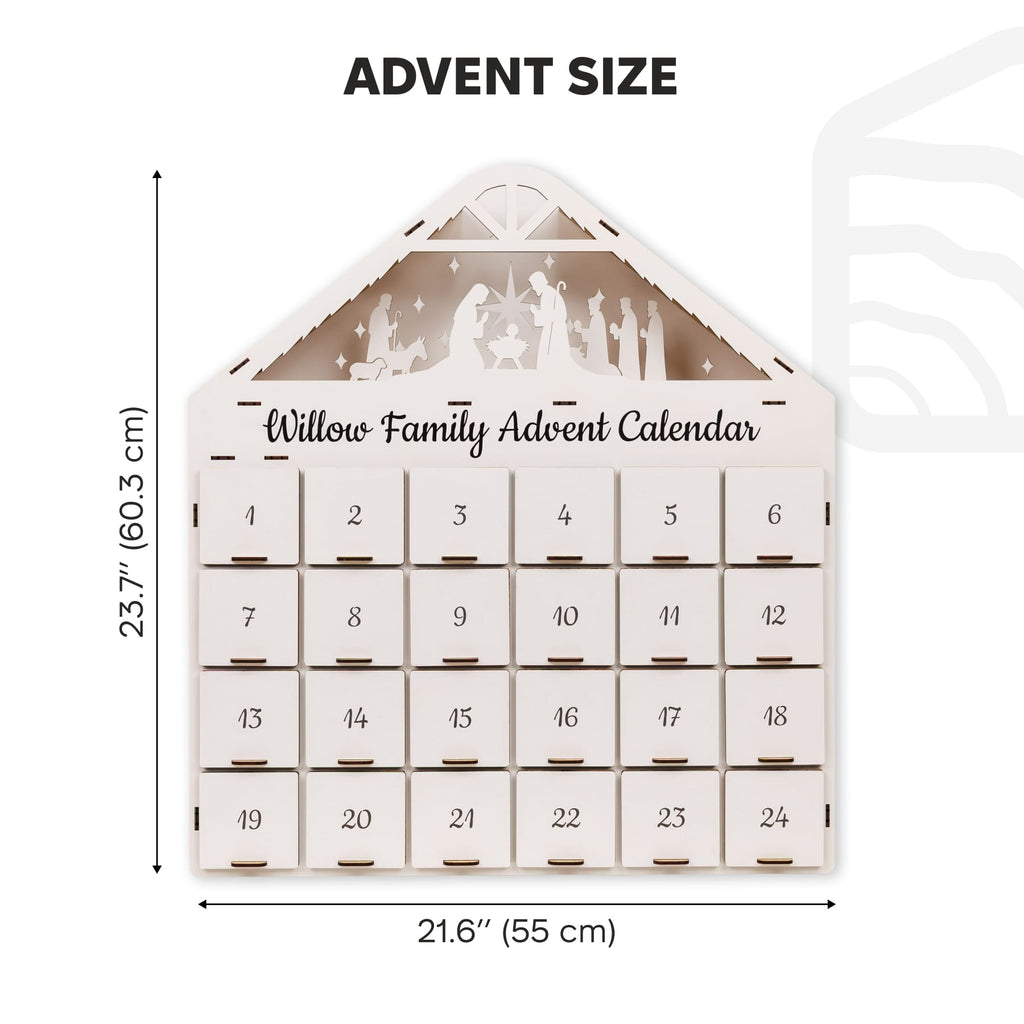 Minimalist White Wooden Christmas Advent Calendar for Kids