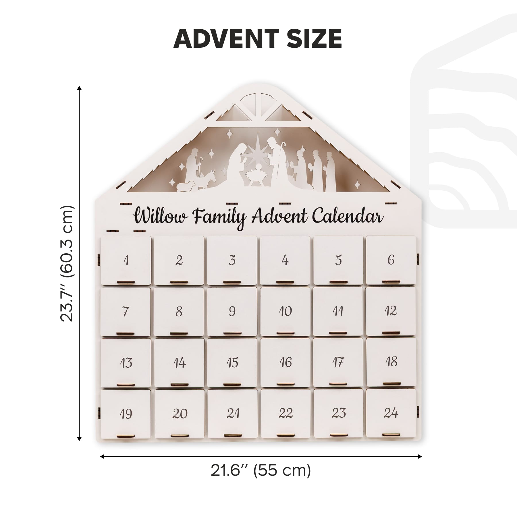 Minimalist White Wooden Christmas Advent Calendar for Kids