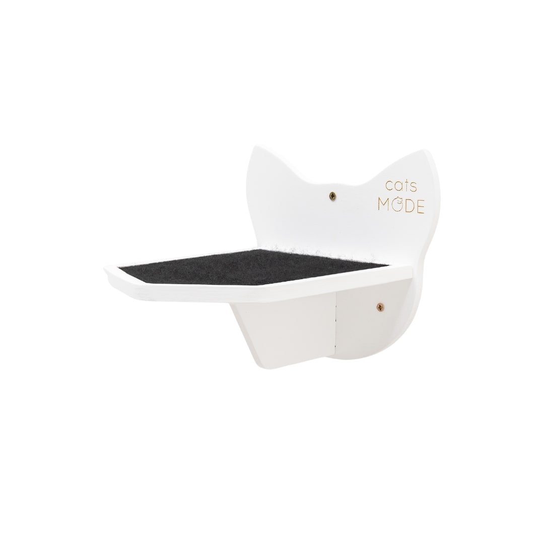 Modern white wooden wall-mounted steps for cats