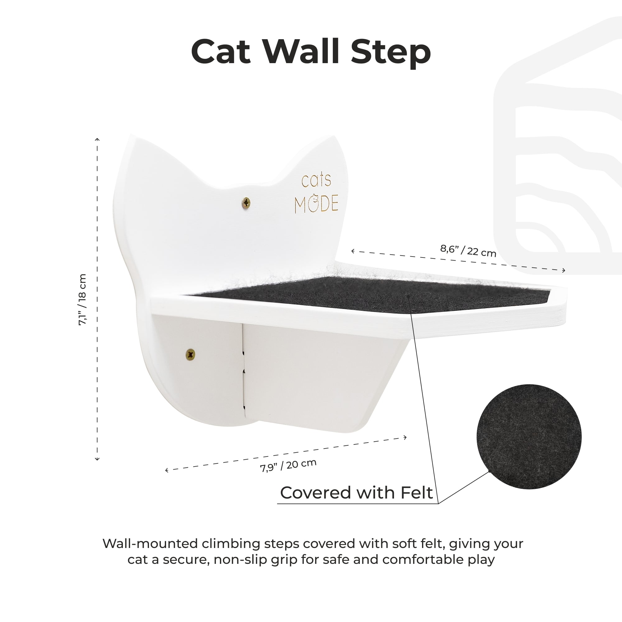 Stylish White Wooden Cat Steps for Wall Mounting