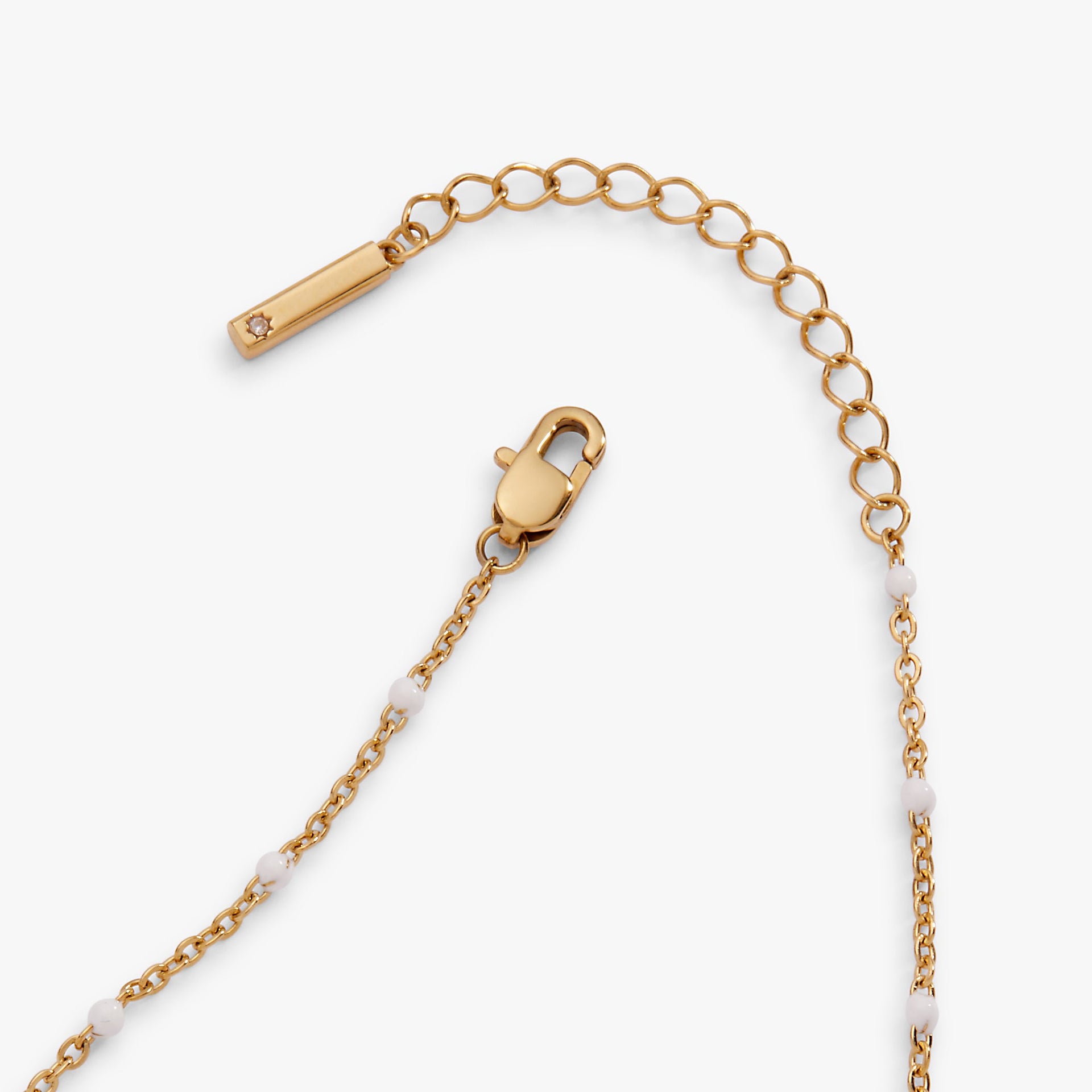 White Enameled Coin Station Anklet in Gold Plated Finish