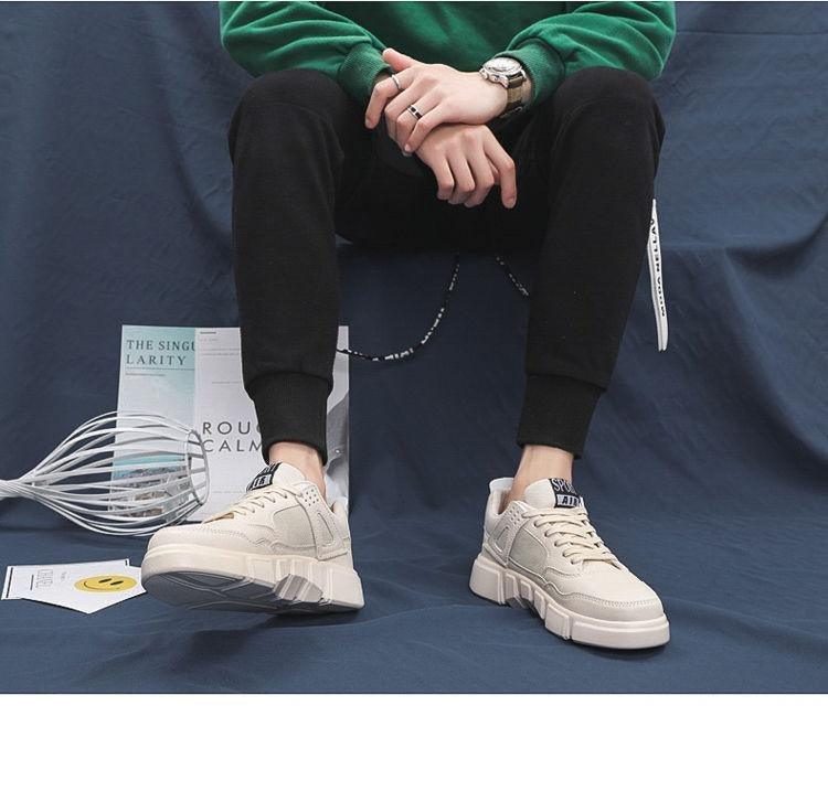 Men's White Leather Casual Sneakers Breathable Walking Shoes