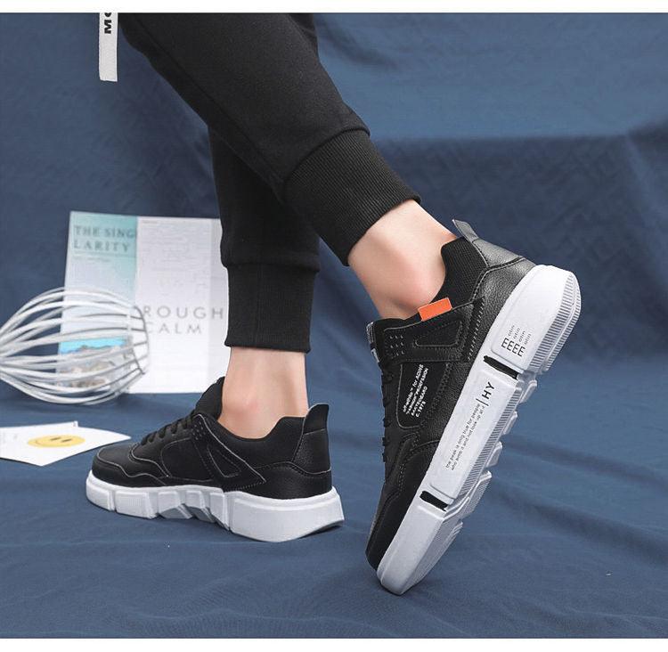 Men's White Leather Casual Sneakers Breathable Walking Shoes