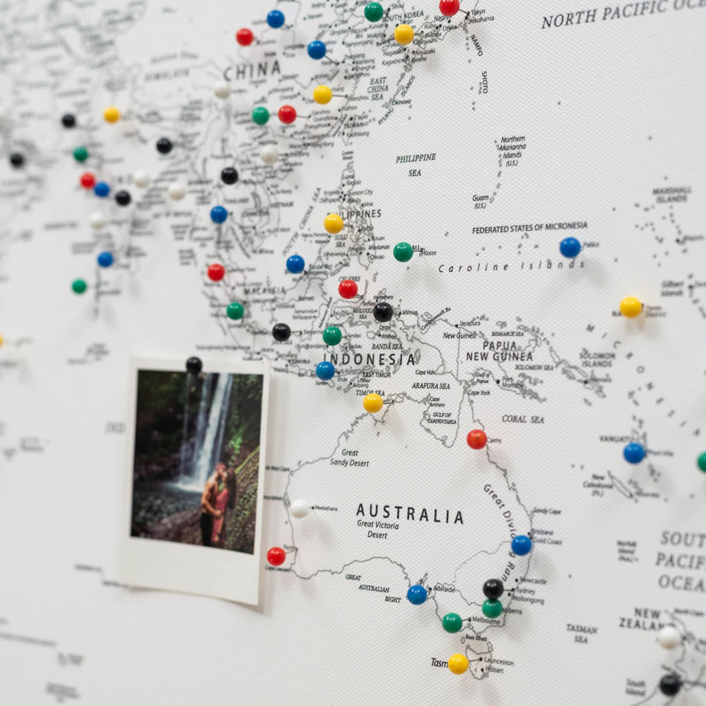 World Map Canvas Wall Art Painting in White